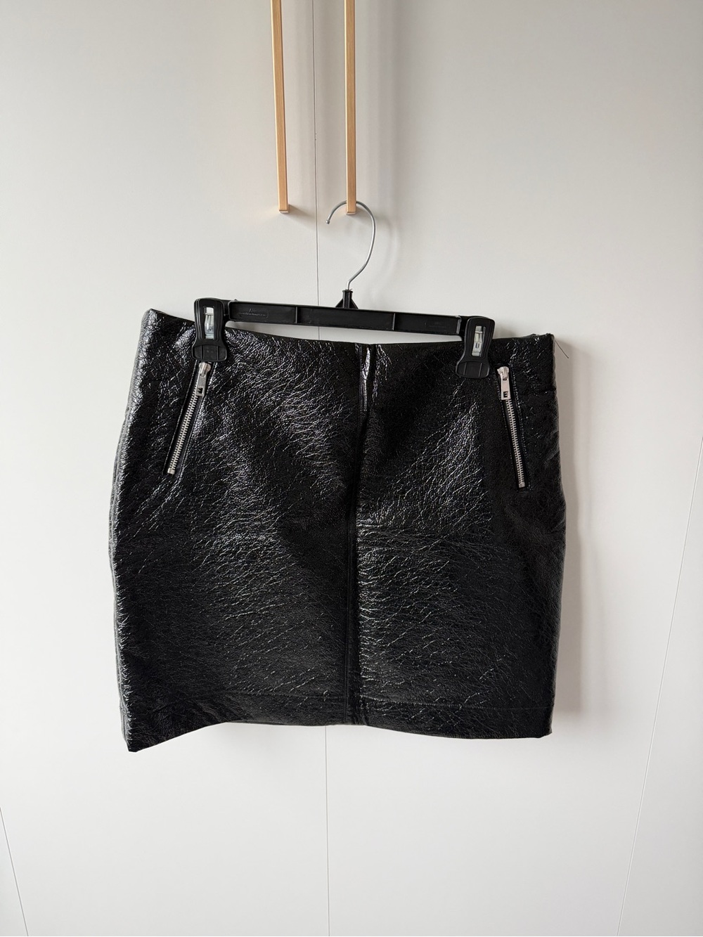 Noisy May Black Faux Leather Mini Skirt with Zip Details